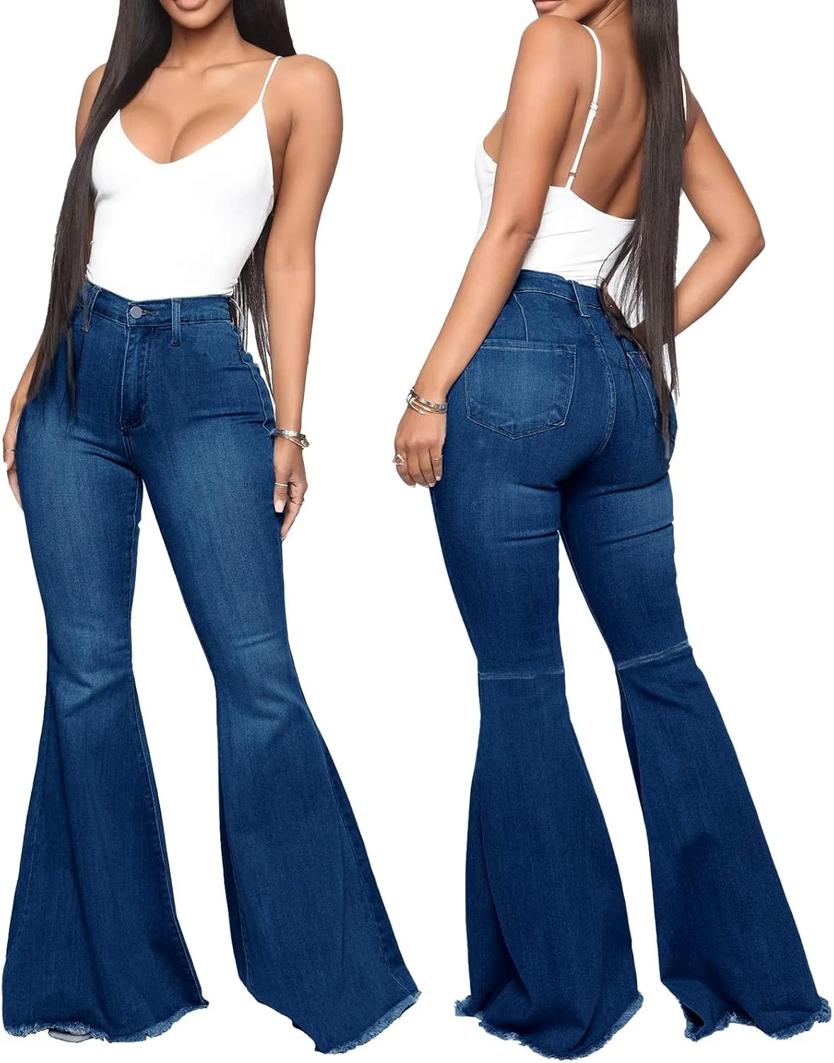 YouSexy Women's Flare Bell Bottom Jeans Destroyed Flare Denim Pants 70s Outfits for Women