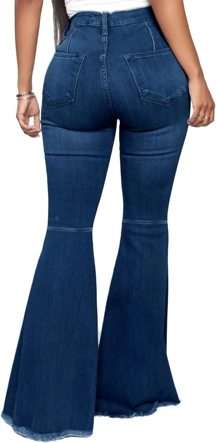 YouSexy Women's Flare Bell Bottom Jeans Destroyed Flare Denim Pants 70s Outfits for Women