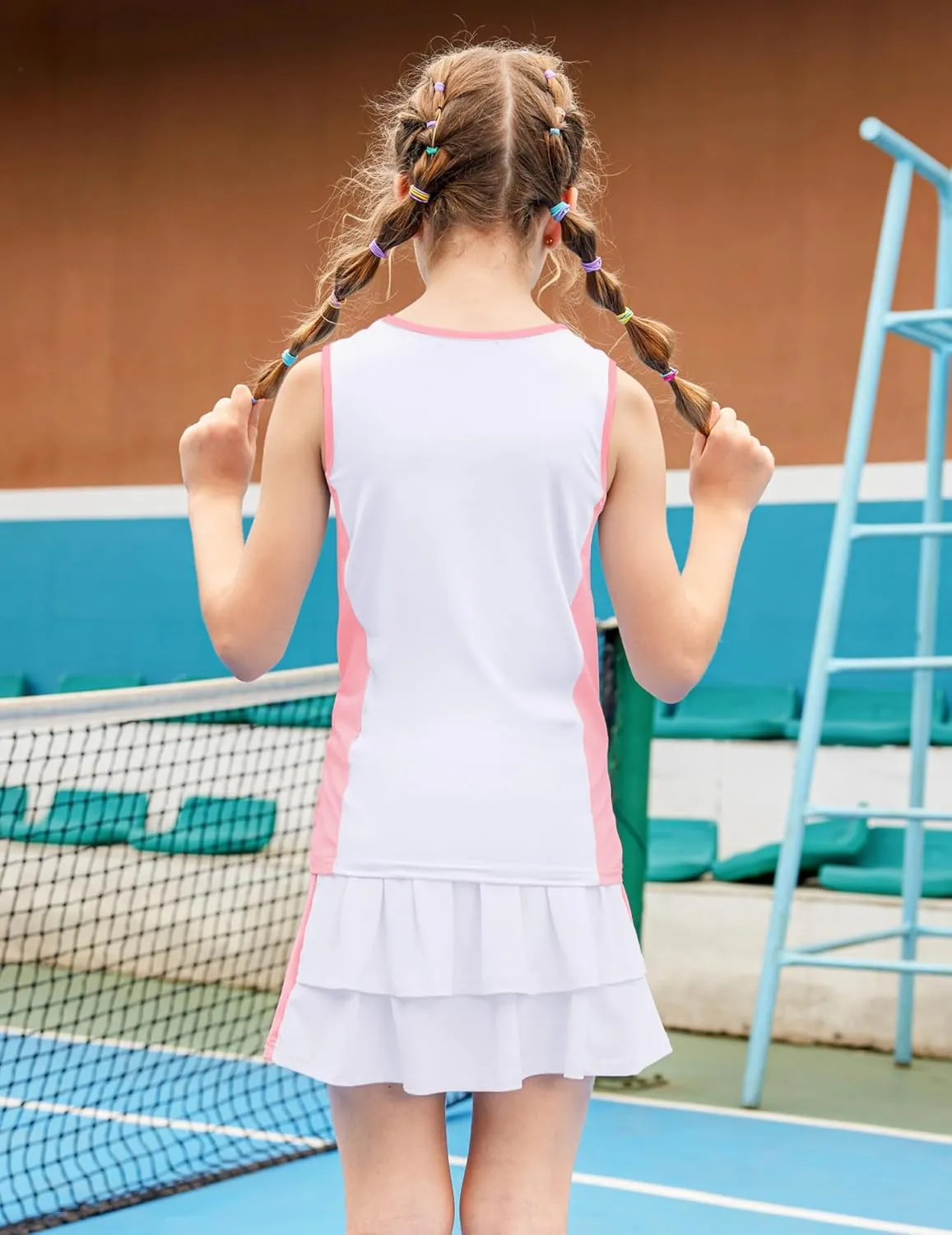 Zaclotre Girls Tennis Golf Dress Outfit Sleeveless Tank Top and Skorts Sets Sport Skirt with Shorts