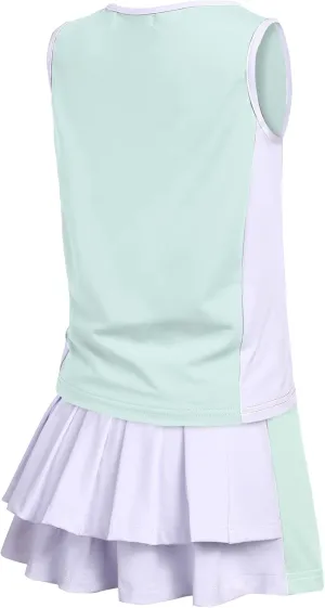 Zaclotre Girls Tennis Golf Dress Outfit Sleeveless Tank Top and Skorts Sets Sport Skirt with Shorts