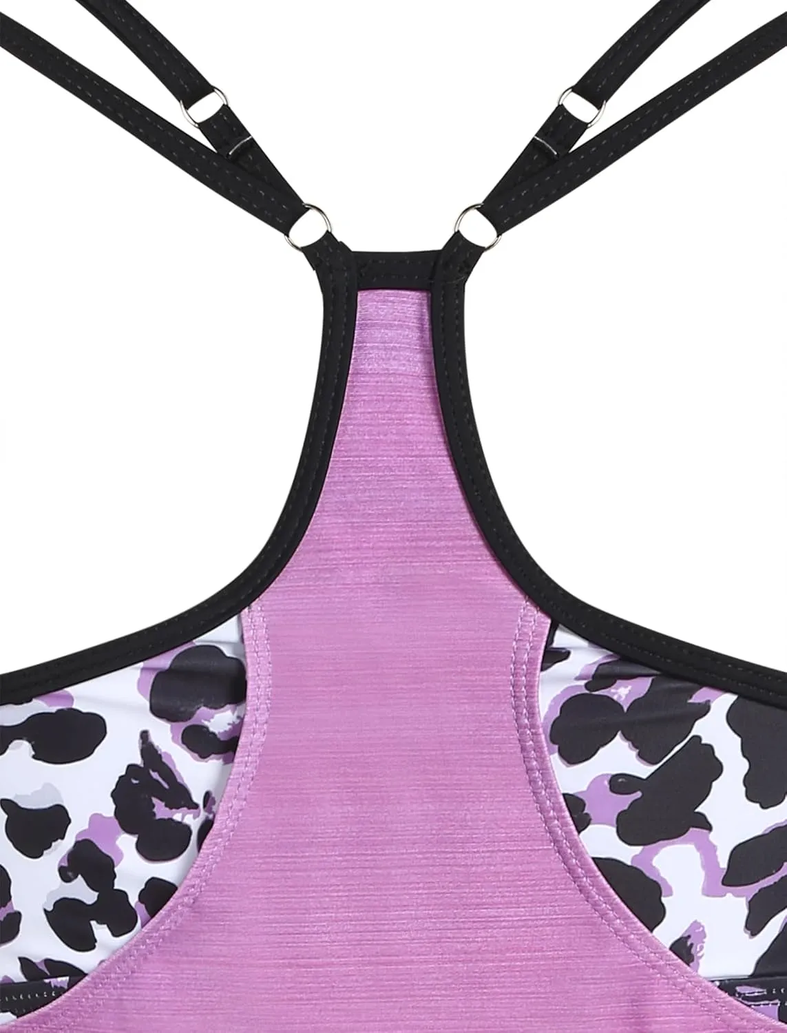ZAFUL Two Piece Tankini Swimsuit for Women High Waisted Tummy Control Bathing Suit Double Up Tankini Set