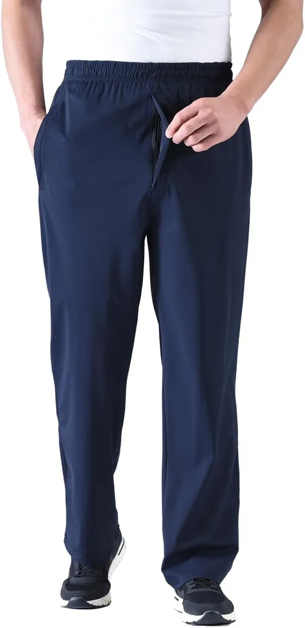 Zoulee Men's Elastic Waist Zipper Fly Hiking Pants Quick-Dry Lightweight Outdoor Sweatpants