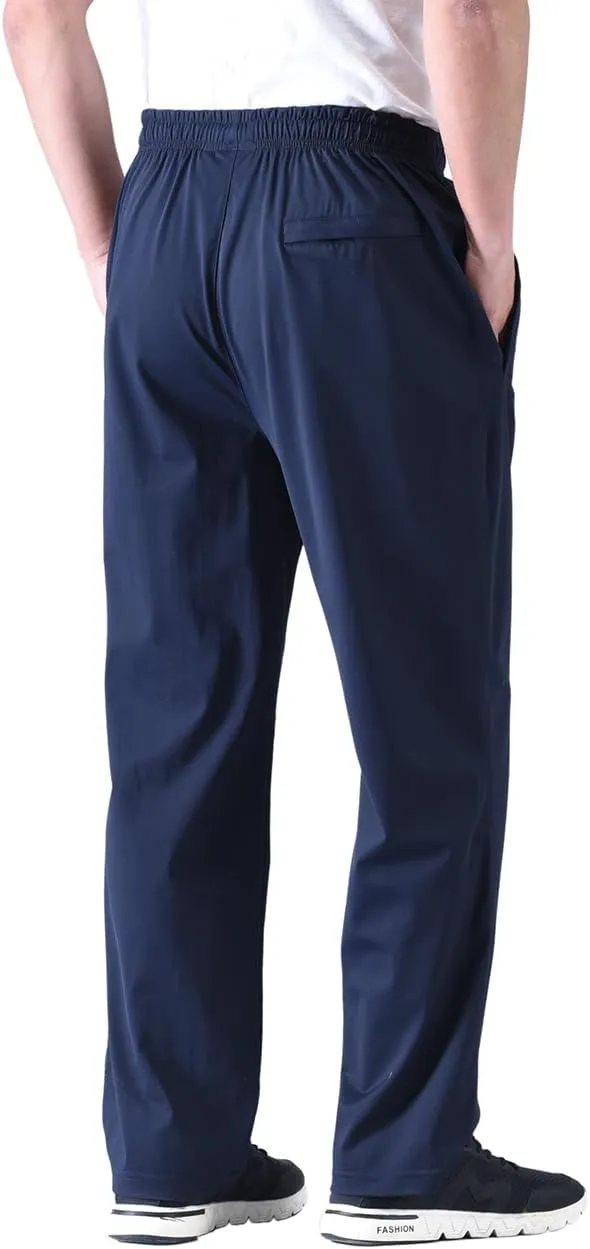 Zoulee Men's Elastic Waist Zipper Fly Hiking Pants Quick-Dry Lightweight Outdoor Sweatpants